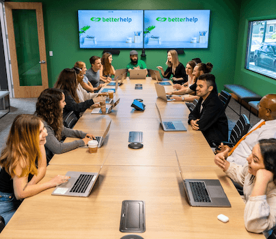 team meeting in office room